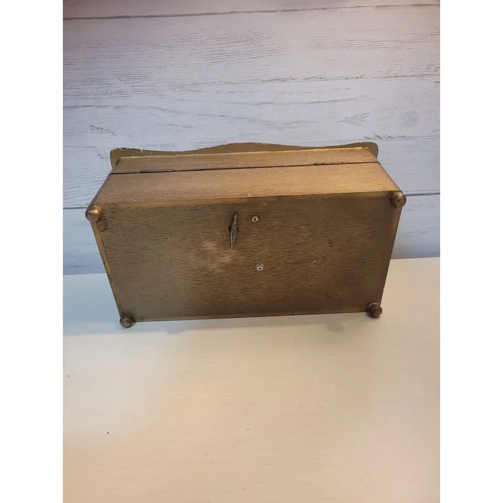 VINTAGE ITALIAN STYLE TOLE FLORENTINE WOOD JEWELRY MUSIC BOX - JAPAN